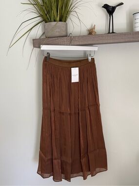 Inmod Copper mocha Midi Skirt lined muted shimmer nwt large